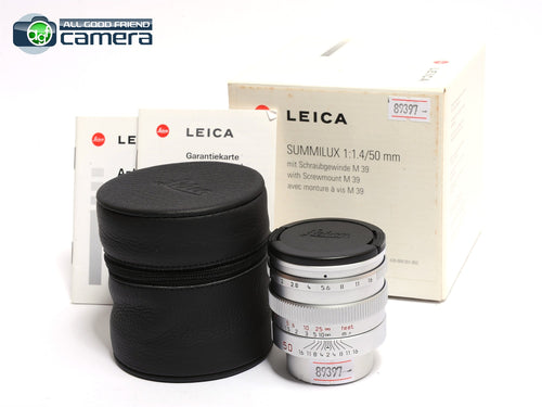 Leica Summilux 50mm F/1.4 Lens Silver Chrome L39/LTM Screw Mount *MINT in Box*