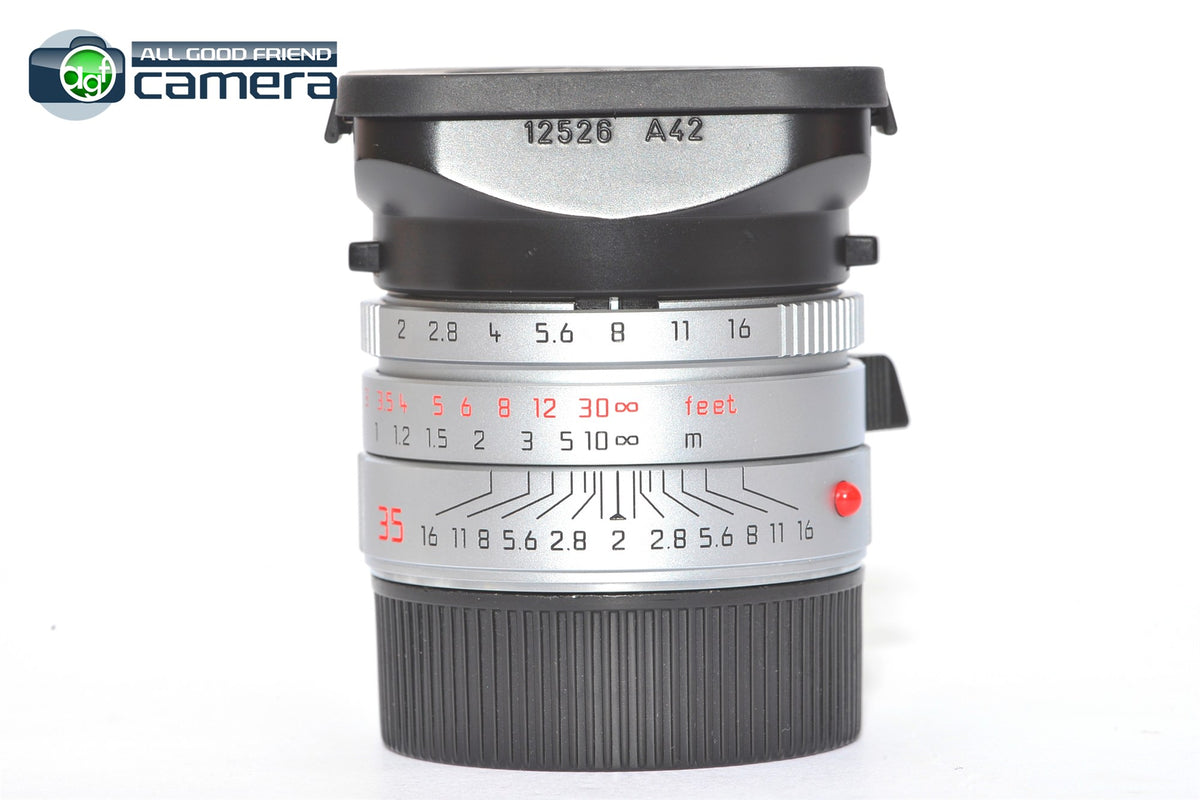 Leica Summicron-M 35mm F/2 ASPH. E39 Lens 6Bit Silver 11882 *MINT