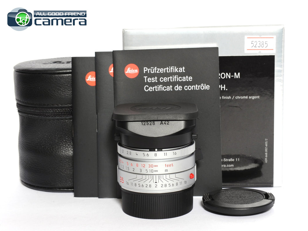 Leica Summicron-M 35mm F/2 ASPH. E39 Lens 6Bit Silver 11882 *MINT in Box*