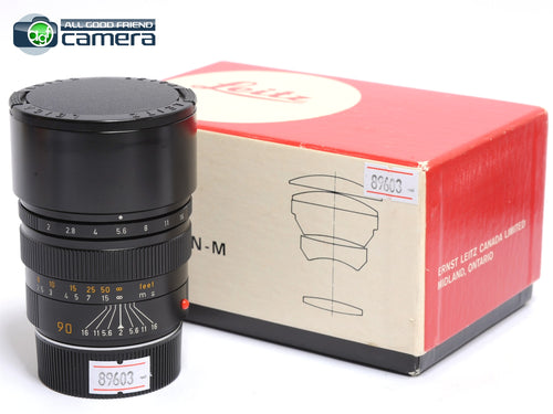 Leica Summicron-M 90mm F/2 E55 Lens Late Pre-ASPH. Black *EX+ in Box*