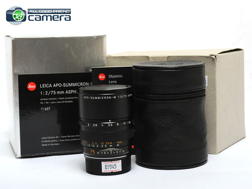 Leica APO-Summicron-M 75mm F/2 ASPH. Lens Black 11637 *EX in Box*