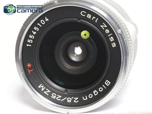 Zeiss Biogon 25mm F/2.8 T* ZM Lens Silver w/Hood Leica M-Mount *MINT in Box*