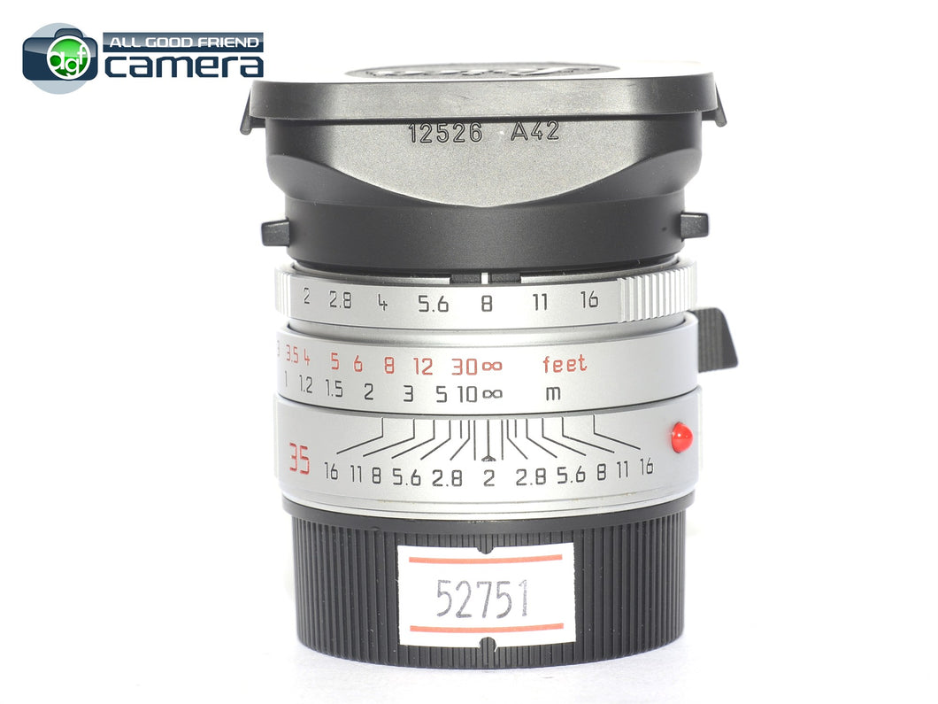 Leica Summicron-M 35mm F/2 ASPH. E39 Lens Silver 11882 non-6Bit *MINT*