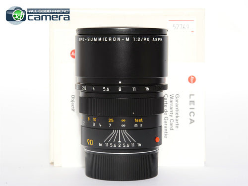 Leica APO-Summicron-M 90mm F/2 ASPH. Lens non-6Bit Black 11884 *MINT in Box*