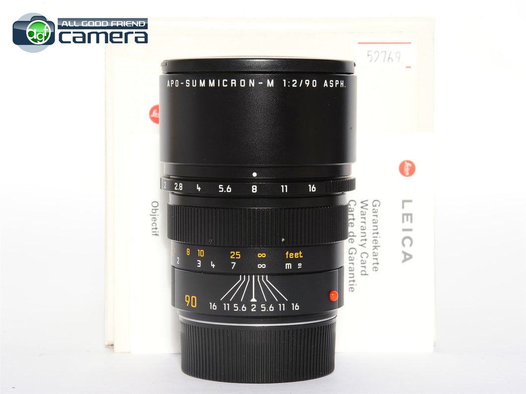 Leica APO-Summicron-M 90mm F/2 ASPH. Lens non-6Bit Black 11884 *MINT in Box*