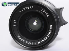 Load image into Gallery viewer, Leica Summicron-M 28mm F/2 ASPH. Ver.1 E46 Lens 6Bit Black 11604 *MINT*