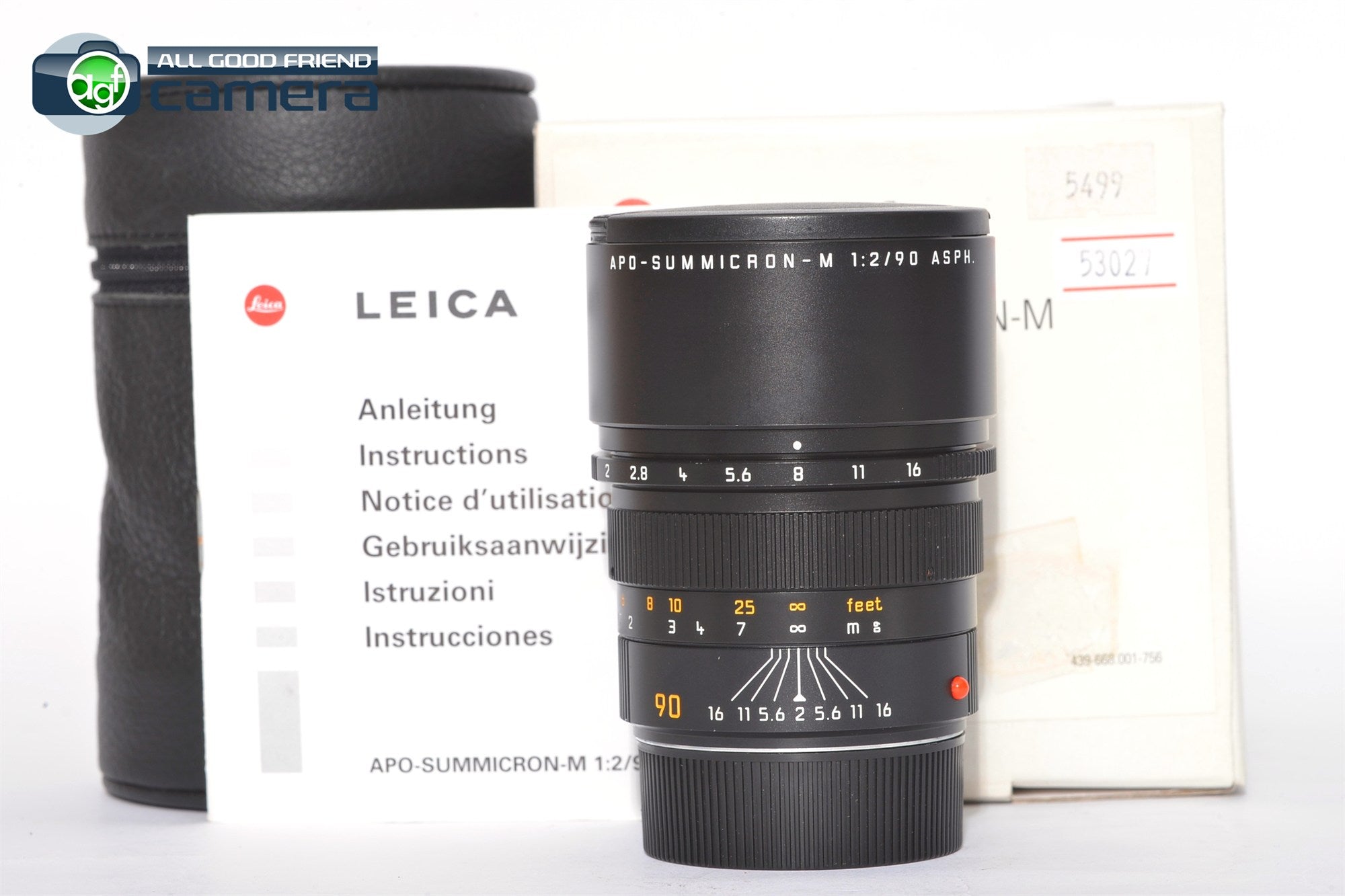 Leica APO-Summicron-M 90mm F/2 ASPH. Lens non-6Bit Black 11884 *EX