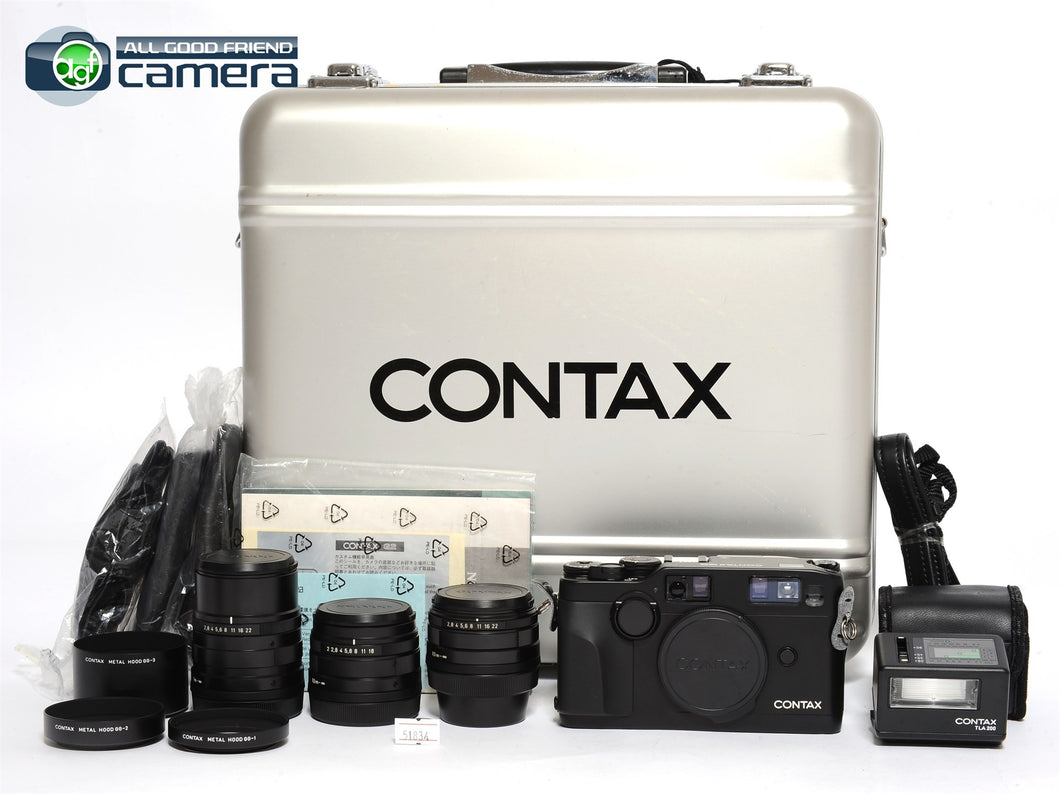 Contax G2 Camera Black Kit w/28mm 45mm 90mm Lenses & TLA 200 Flash *MINT-*